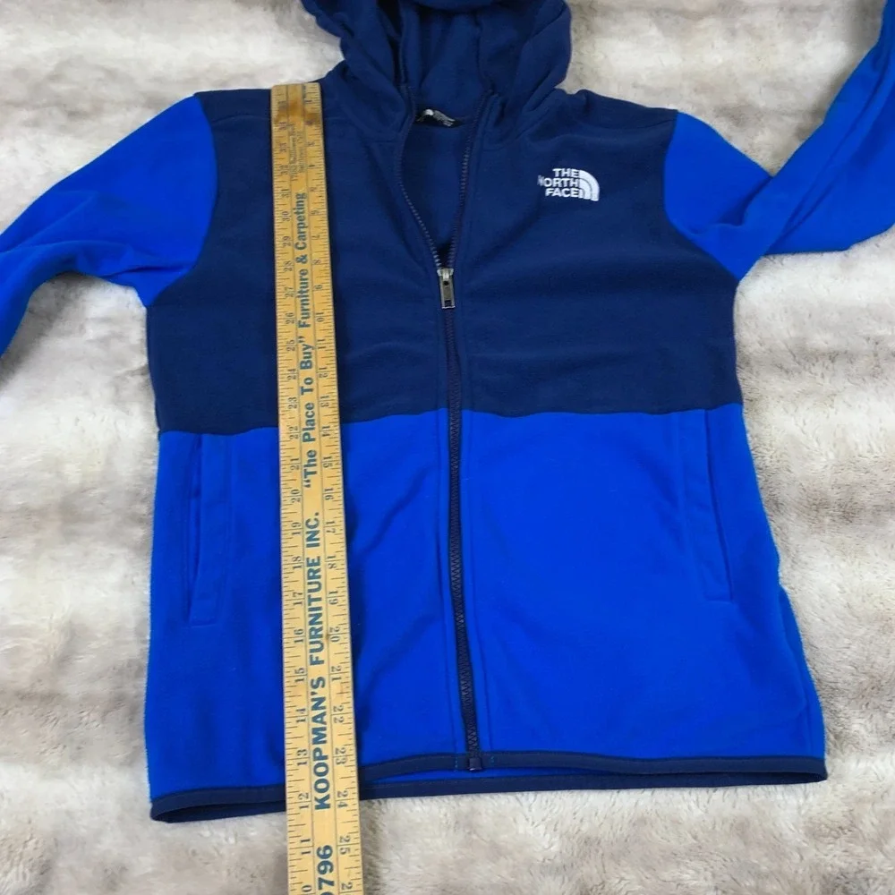 The North Face Youth XL‎ 14/16 Blue Hooded Fleece Jacket Full Zip Adult S/XS